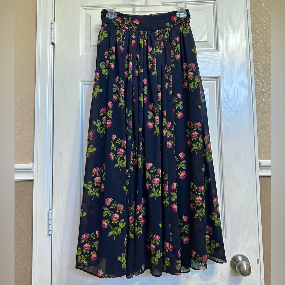 J. Crew Navy Floral Maxi Skirt Size 0